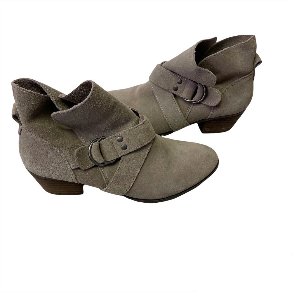 American Eagle Outfitters Booties Women's Tan Leather Suede Buckle Size 6.5